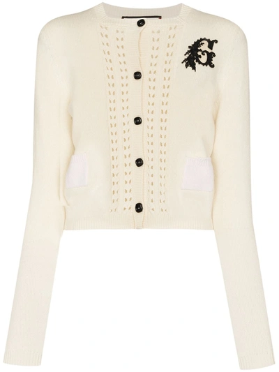 Shop Gucci Bestickter Cardigan In 白色