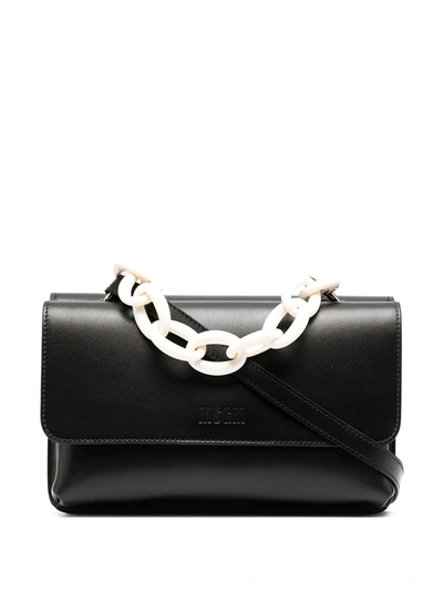 Shop Msgm Chain Handle Box Bag In Black