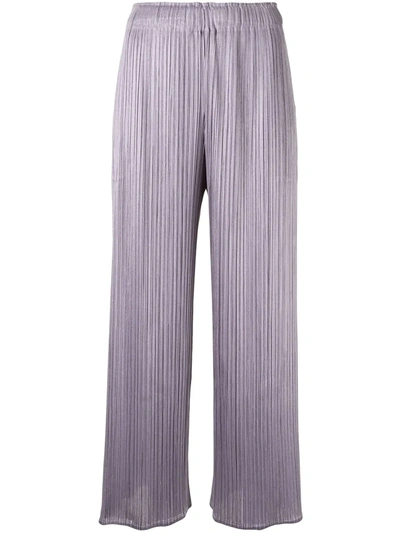 Shop Issey Miyake Pleated Cropped Trousers In Purple