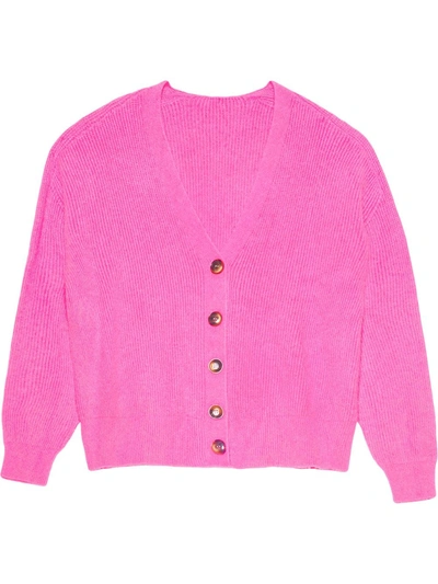 Shop Apparis Andi Waffle Knit Cardigan In Pink