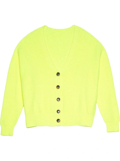 Shop Apparis Andi Waffle Knit Cardigan In Yellow