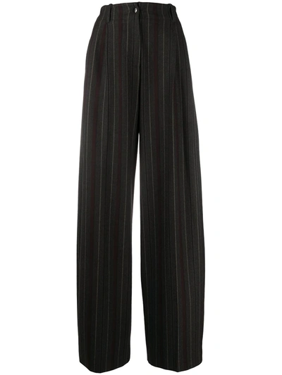 Shop Brag-wette Striped Wide-leg Tailored Trousers In Grey