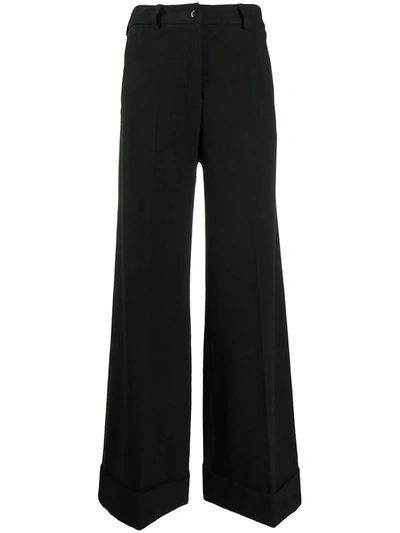 Shop Brag-wette Wide-leg Turn-up Cuff Trousers In Black