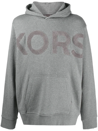 Shop Michael Kors Towelling-logo Hooded Sweatshirt In Grey
