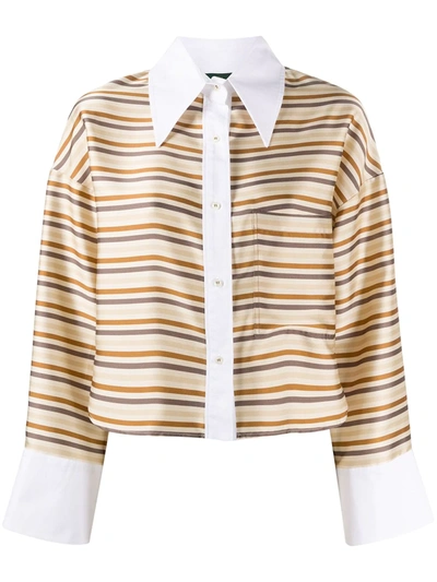 Shop Jejia Striped Button-down Shirt In Neutrals