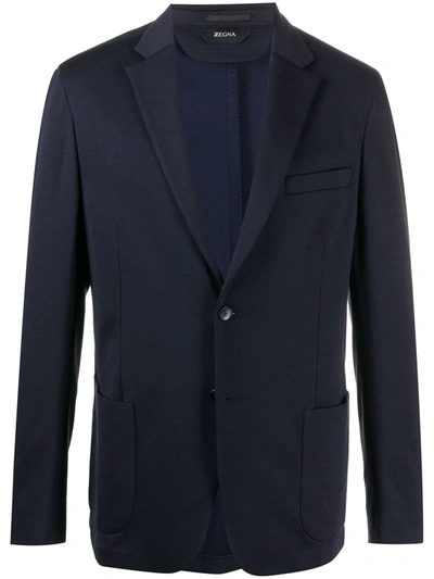 Shop Z Zegna Micro-check Suiting Blazer In Blue