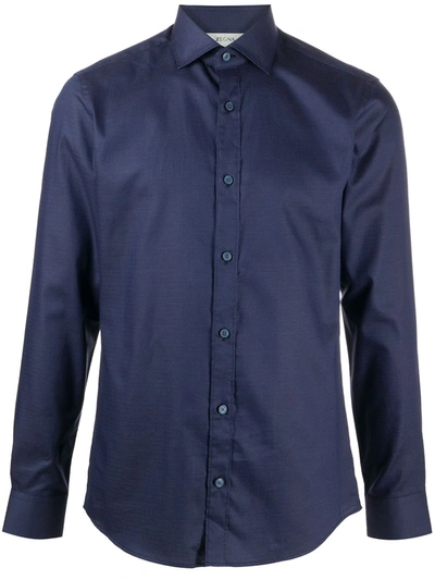 Shop Z Zegna Pointed Collar Slim-fit Shirt In Blue