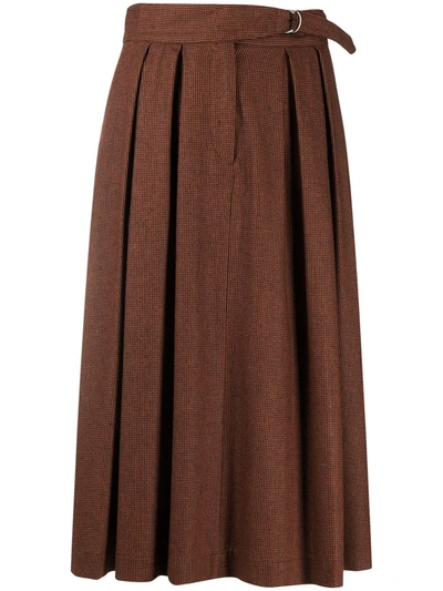 Shop Ps By Paul Smith Side-buckle Skirt In Brown