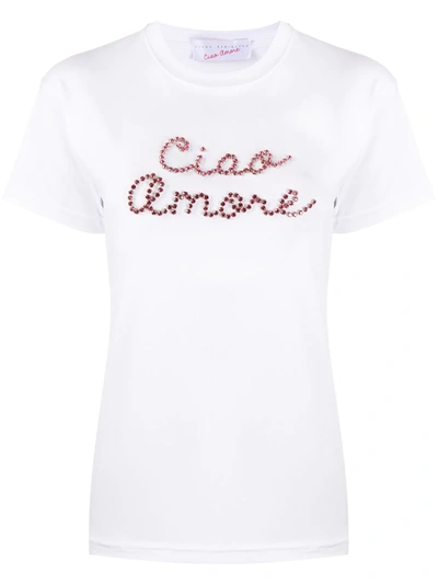 Shop Giada Benincasa Slogan Print Short-sleeved T-shirt In White