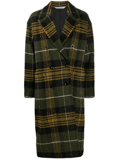 Shop Chloé Stora Oversized Checked Coat In Green