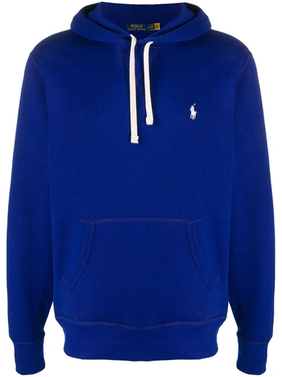 Shop Polo Ralph Lauren Embroidered Logo Hoodie In Blue