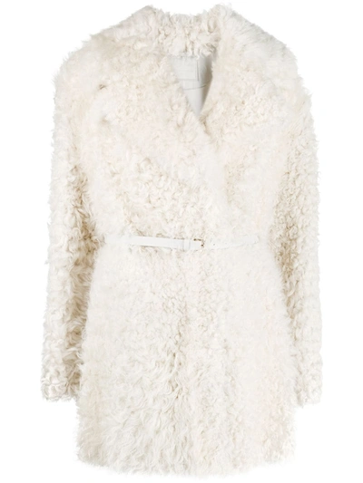 Shop Desa 1972 Fitted Shearling Coat In White