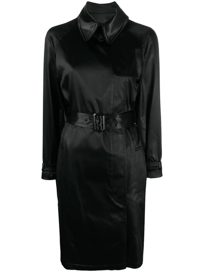 Pre-owned Hermes  Double-breasted Belted Trench Coat In Black