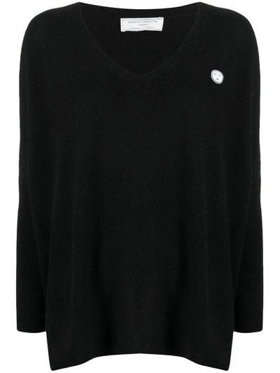 Shop Société Anonyme Logo-patch Flared Sweater In Black