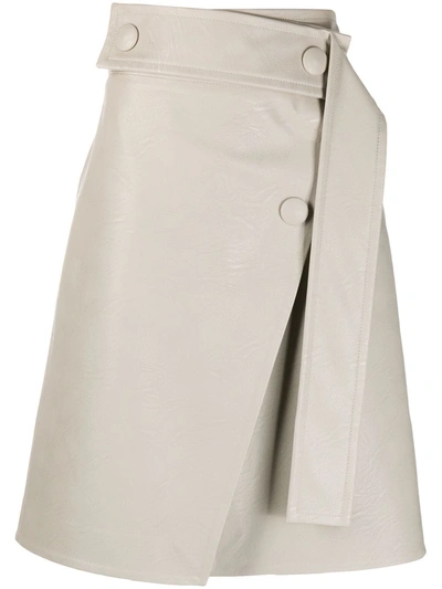 Shop Stella Mccartney A-line Wrap-front Skirt In Grey
