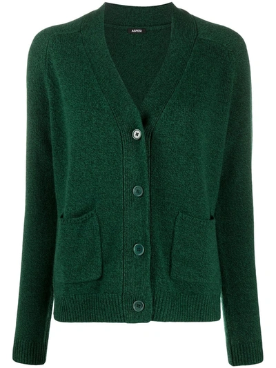 Shop Aspesi Rib-trimmed Wool Cardigan In Green