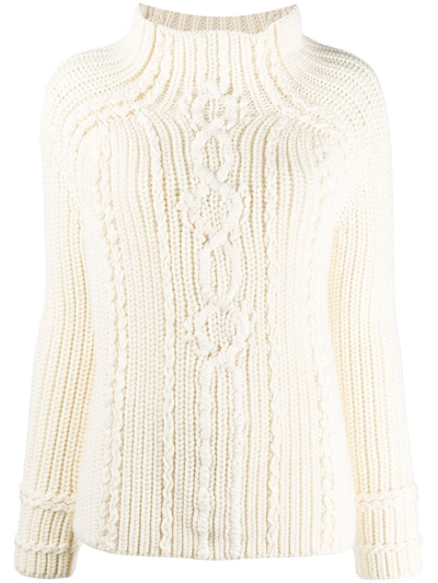 Shop Ermanno Scervino Chunky Cable-knit Jumper In White