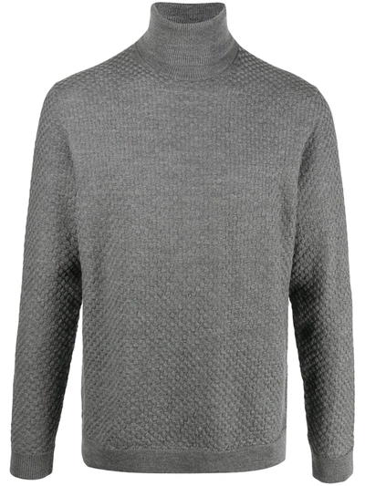 Shop Zanone Textured-knit Turtleneck Jumper In Grey