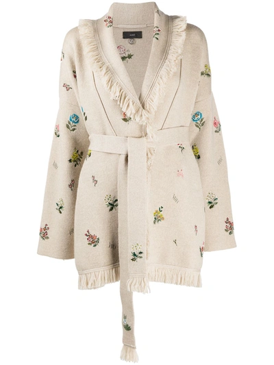 Shop Alanui Grunge Garden Embroidered Cardigan In Neutrals