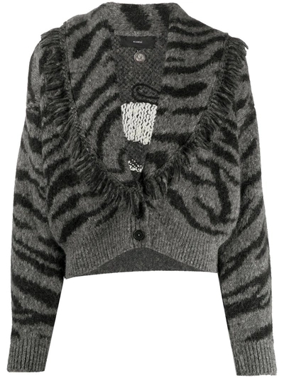 Shop Alanui Snoopy Rodeo Show Tiger-pattern Cardigan In Black