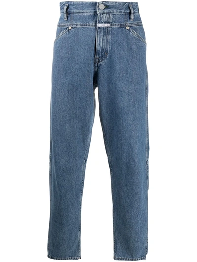 Shop Closed Mid-rise Tapered Trousers In Blue