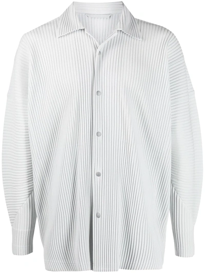 Shop Issey Miyake Pleated Button-down Shirt In White