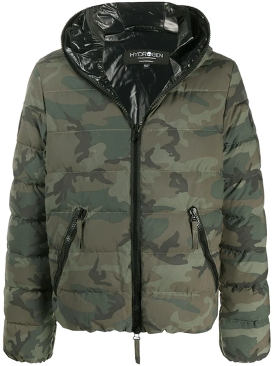 Shop Hydrogen Camouflage Print Padded Jacket In Green