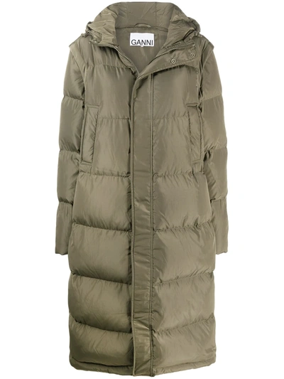 Ganni Detachable Sleeves Quilted Puffer Coat In Kalamata ModeSens