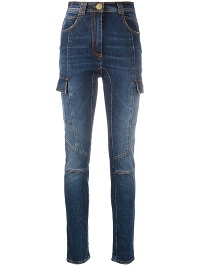 Shop Balmain Faded-effect Skinny Jeans In Blue