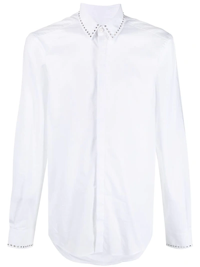 Shop Les Hommes Studded Collar Shirt In White