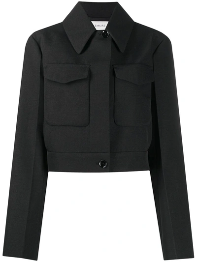 Shop Lemaire Cropped Structured Wool Jacket In Black