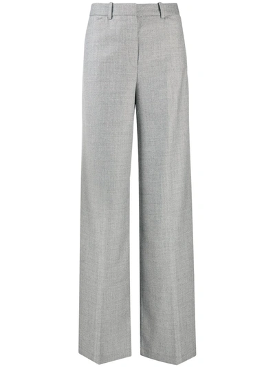 Shop Theory High-rise Wide-leg Trousers In Grey