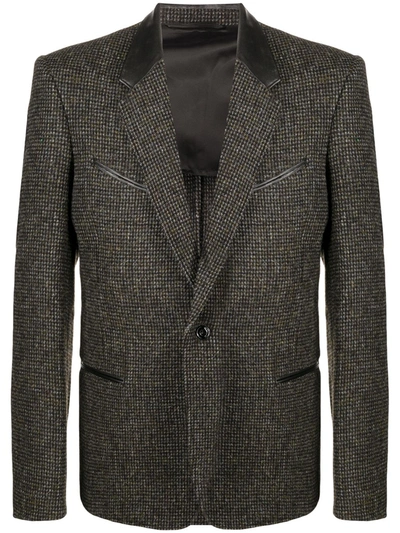 Shop Lemaire Checked Single-breasted Blazer In Green