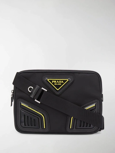 Shop Prada Logo-plaque Messenger Bag In Schwarz