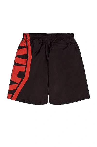 Shop Givenchy Logo Long Bermuda Swim Short In Black & Red