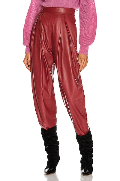 Shop Alberta Ferretti Leather Pant In Red