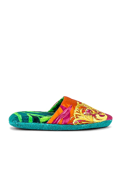 Shop Versace Jungle Slippers In Green Print