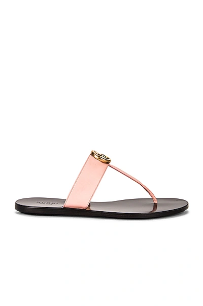 Shop Gucci Double G Leather Thong Sandals In Pink
