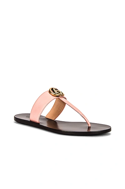 Shop Gucci Double G Leather Thong Sandals In Pink