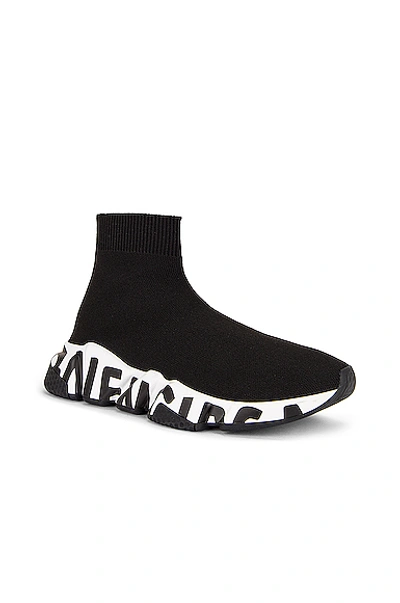 Shop Balenciaga Speed Knit Sneakers In Black & White & Black