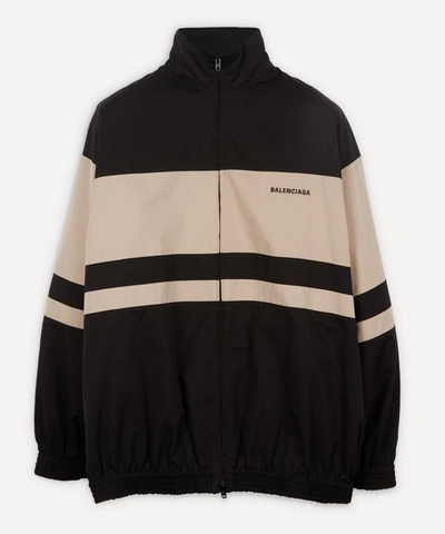 Shop Balenciaga Oversized Striped Cotton-poplin Bomber Jacket In Black