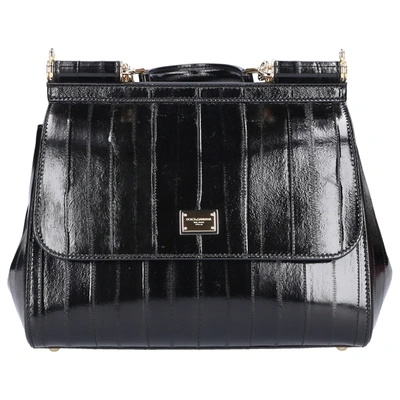 Shop Dolce & Gabbana Women Handbag Sicily M Eelleather In Black