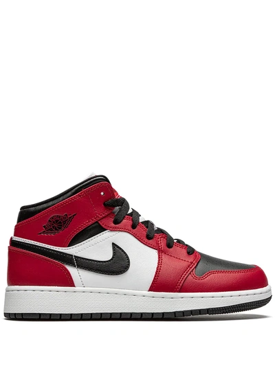 Shop Nike Air Jordan 1 Mid "chicago Black Toe" Sneakers In Red