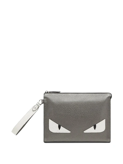 Shop Fendi Bugs Eyes Clutch Bag In Grey