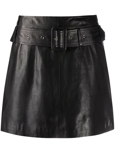 Shop Arma Belted Leather Mini Skirt In Black