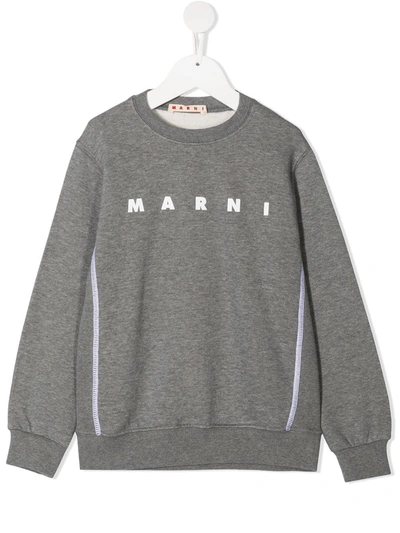 Shop Marni Logo Printed Sweatshirt In Grey