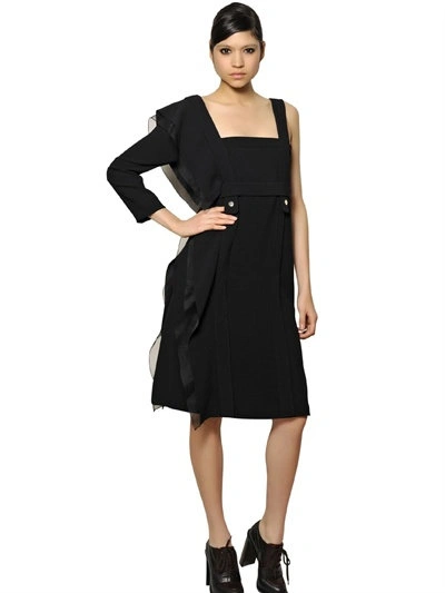 Chloé Organza Ruffle And Crepe Sable Dress In Midnight