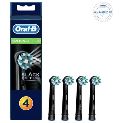 Shop Oral B Oral-b Crossaction Replacement Electric Toothbrush Heads - Black Edition (pack Of 4)