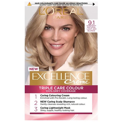 L'oréal Paris Excellence Crème Permanent Hair Dye (various Shades) - 9.1 Natural Light Ash Blonde In 9.1 Natural Light Ash Blonde