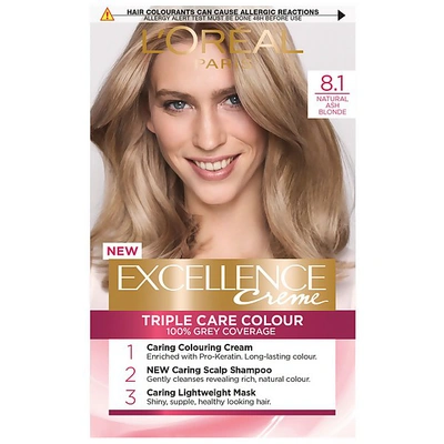 L'oréal Paris Excellence Crème Permanent Hair Dye (various Shades) - 8.1 Natural Ash Blonde In 8.1 Natural Ash Blonde